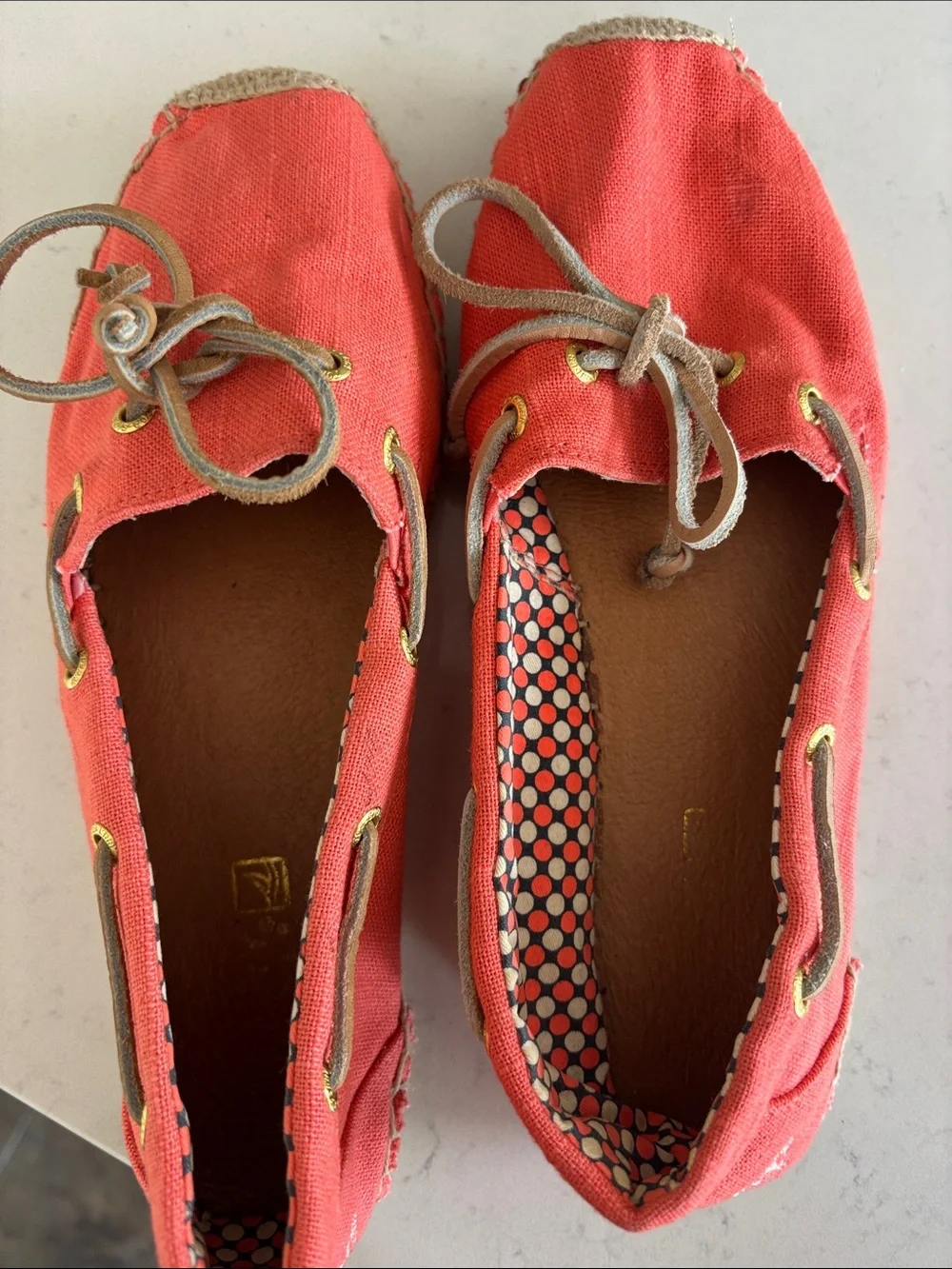 Sperry Salmon  Canvas Espadrille Boat Shoes -